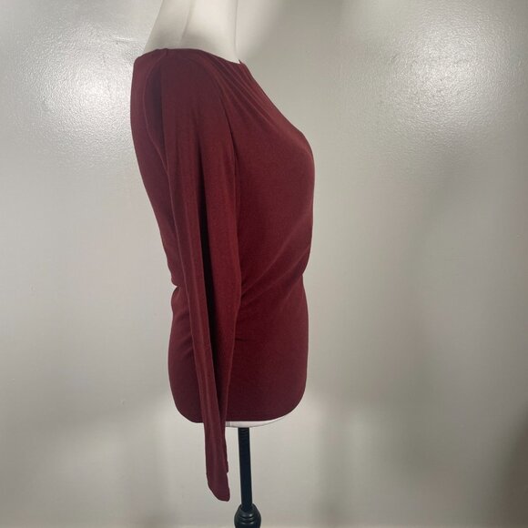 OGLmove Top Womens Large Red Built in-Bra Stretch Knit Boat Neck Long Sleeve - Picture 12 of 16